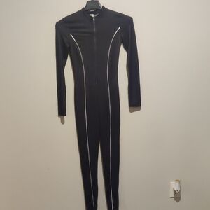 Elegant Black Women's Jumpsuit with White Accents